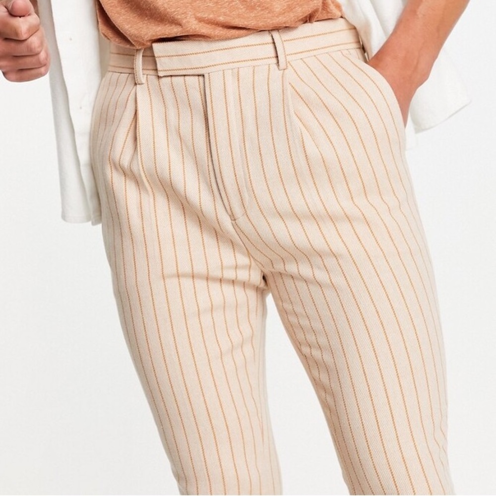 ASOS men’s tapered peach striped trousers